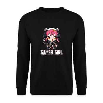 Gaming Konsole PC Zockerin Mädchen Gamer Girl - Unisex Pullover - Schwarz - Vorne - Alina (178cm) & Michal (187cm)