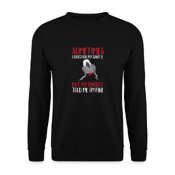 Graupapagei African Grey Parrot Papagei - Unisex Sweatshirt - black - Front - Alina (178cm) & Michal (187cm)