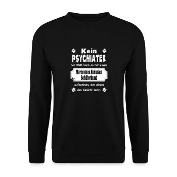 Kein Psychiater - Spruch - Schäferhund - Unisex Pullover - Schwarz - Vorne - Alina (178cm) & Michal (187cm)