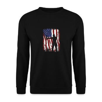 Archer Deer Hunt American Flag Bow - Unisex Sweatshirt - black - Front - Alina (178cm) & Michal (187cm)