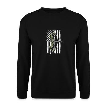 Archer Deer Hunt American Flag Bow - Unisex Sweatshirt - black - Front - Alina (178cm) & Michal (187cm)