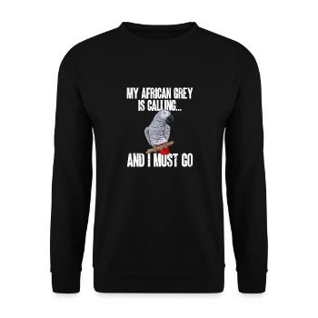 Graupapagei African Grey Parrot Papagei - Unisex Pullover - Schwarz - Vorne - Alina (178cm) & Michal (187cm)