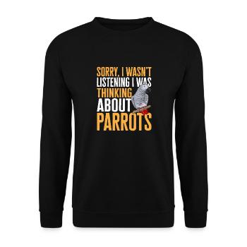 Graupapagei African Grey Parrot Papagei - Unisex Sweatshirt - black - Front - Alina (178cm) & Michal (187cm)