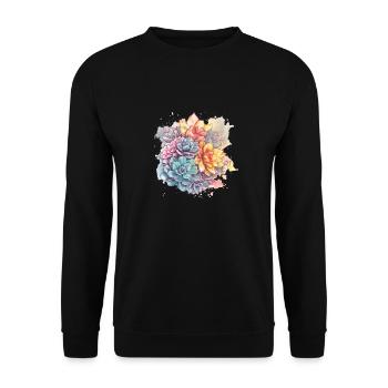 Kaktusblume Kakteen Sukkulentenliebhaber Blumig - Unisex Pullover - Schwarz - Vorne - Alina (178cm) & Michal (187cm)