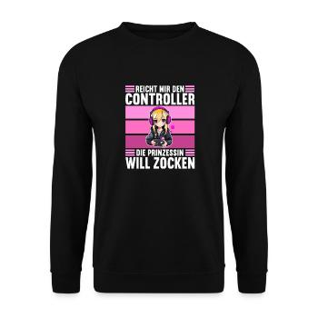 Gaming Konsole PC Zockerin Mädchen Gamer Girl - Unisex Pullover - Schwarz - Vorne - Alina (178cm) & Michal (187cm)