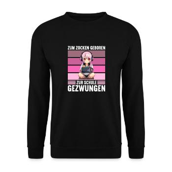 Gaming Konsole PC Zockerin Mädchen Gamer Girl - Unisex Pullover - Schwarz - Vorne - Alina (178cm) & Michal (187cm)