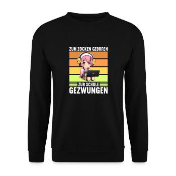 Gaming Konsole PC Zockerin Mädchen Gamer Girl - Unisex Pullover - Schwarz - Vorne - Alina (178cm) & Michal (187cm)