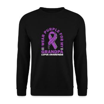 I wear purple for my grandfather lupus - Unisex Sweatshirt - black - Front - Alina (178cm) & Michal (187cm)