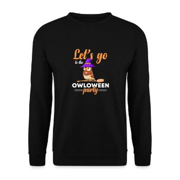 Let's Go To The Owloween Party Owl Nocturnal Ornit - Unisex Pullover - Schwarz - Vorne - Alina (178cm) & Michal (187cm)