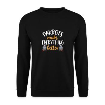 Graupapagei African Grey Parrot Papagei - Unisex Pullover - Schwarz - Vorne - Alina (178cm) & Michal (187cm)