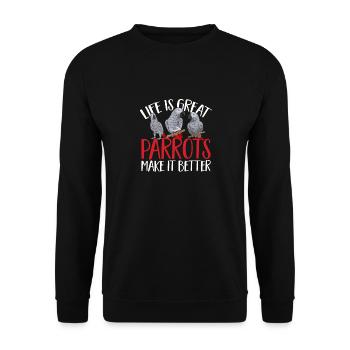 Graupapagei African Grey Parrot Papagei - Unisex Sweatshirt - black - Front - Alina (178cm) & Michal (187cm)