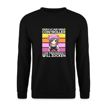 Gaming Konsole PC Zockerin Mädchen Gamer Girl - Unisex Pullover - Schwarz - Vorne - Alina (178cm) & Michal (187cm)