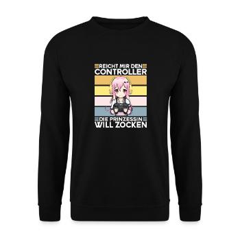 Gaming Konsole PC Zockerin Mädchen Gamer Girl - Unisex Pullover - Schwarz - Vorne - Alina (178cm) & Michal (187cm)