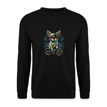Chihuahua | Fahrrad | Hund | Radfahren | Radfahrer - Unisex Pullover - Schwarz - Vorne - Alina (178cm) & Michal (187cm)