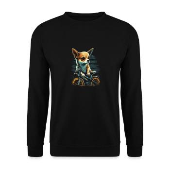 Chihuahua | Fahrrad | Hund | Radfahren | Radfahrer - Unisex Pullover - Schwarz - Vorne - Alina (178cm) & Michal (187cm)