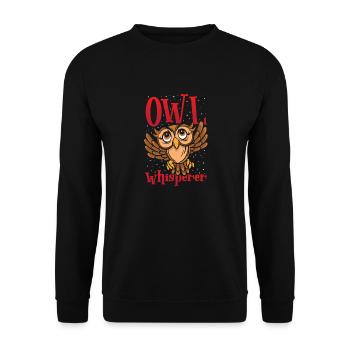 Owl Whisperer Bird Lover Nocturnal Ornithologist - Unisex Sweatshirt - black - Front - Alina (178cm) & Michal (187cm)