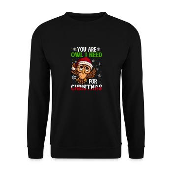 Ornithologist You Are Owl I Need For Christmas - Unisex Sweatshirt - black - Front - Alina (178cm) & Michal (187cm)