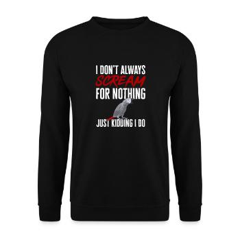 Graupapagei African Grey Parrot Papagei - Unisex Sweatshirt - black - Front - Alina (178cm) & Michal (187cm)