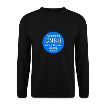 Ich bin eine GMBH Lustige Sprüche Geschenk - Unisex Pullover - Schwarz - Vorne - Alina (178cm) & Michal (187cm)