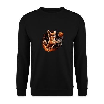 Chihuahua | Basketball Spieler | Sport Dunk | - Unisex Pullover - Schwarz - Vorne - Alina (178cm) & Michal (187cm)