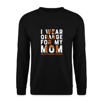 I wear orange for my mother, who is interested in - Unisex Sweatshirt - black - Front - Alina (178cm) & Michal (187cm)