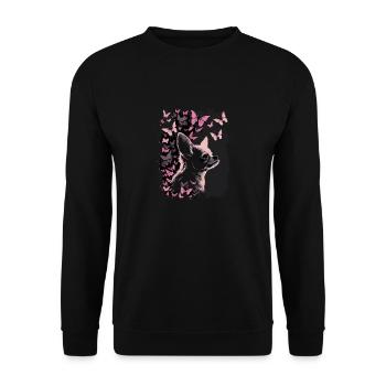 Chihuahua Chien Papillon 09 - Sweat-shirt Unisexe - noir - Devant - Alina (178cm) & Michal (187cm)