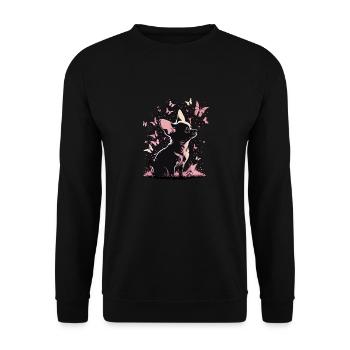 Chihuahua Chien Papillon 12 - Sweat-shirt Unisexe - noir - Devant - Alina (178cm) & Michal (187cm)