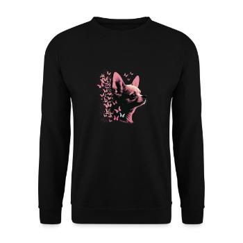 Chihuahua Dog Butterfly 13 - Unisex Pullover - Schwarz - Vorne - Alina (178cm) & Michal (187cm)