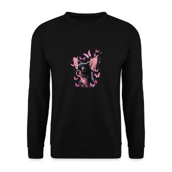 Chihuahua Chien Papillon 15 - Sweat-shirt Unisexe - noir - Devant - Alina (178cm) & Michal (187cm)