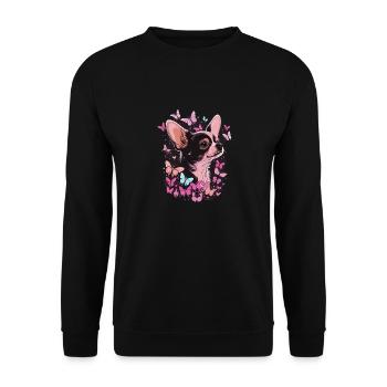 Chihuahua Dog Butterfly 16 - Unisex Pullover - Schwarz - Vorne - Alina (178cm) & Michal (187cm)