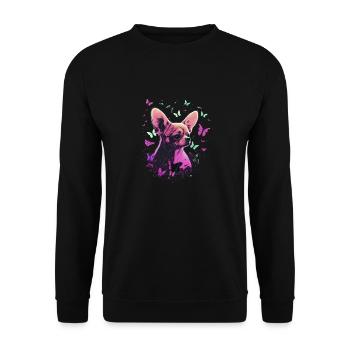 Chihuahua Dog Butterfly 17 - Unisex Pullover - Schwarz - Vorne - Alina (178cm) & Michal (187cm)