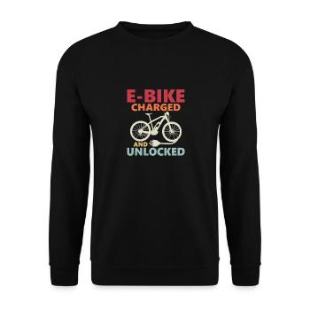 E-Bike Charged And Unlocked Pedelec Electric - Unisex Sweatshirt - black - Front - Alina (178cm) & Michal (187cm)
