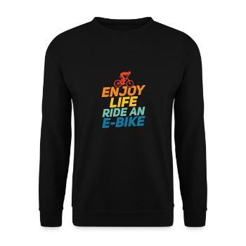 Enjoy Life Ride An E-Bike Electric Pedelec - Unisex Pullover - Schwarz - Vorne - Alina (178cm) & Michal (187cm)