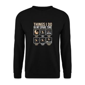 Choses que je fais pendant mon temps libre Drôle de belette furet e - Sweat-shirt Unisexe - noir - Devant - Alina (178cm) & Michal (187cm)