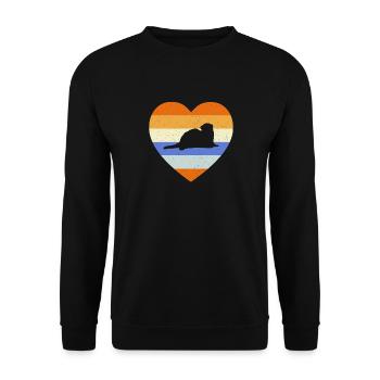 Vintage Heart Cute Weasel Ferret Animal Lover Retr - Unisex Sweatshirt - black - Front - Alina (178cm) & Michal (187cm)