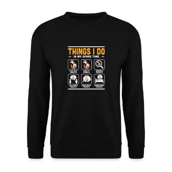Things I Do In My Spare Time Weasel Funny Ferret O - Unisex Sweatshirt - black - Front - Alina (178cm) & Michal (187cm)