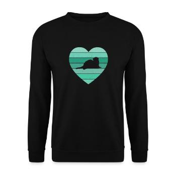 Vintage Heart Weasel Ferret Retro Mignon - Sweat-shirt Unisexe - noir - Devant - Alina (178cm) & Michal (187cm)