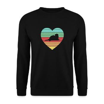Weasel Cute Retro Ferret Fan Vintage Heart - Unisex Pullover - Schwarz - Vorne - Alina (178cm) & Michal (187cm)
