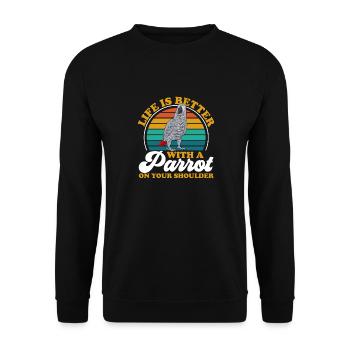 Graupapagei African Grey Parrot Papagei - Unisex Sweatshirt - black - Front - Alina (178cm) & Michal (187cm)