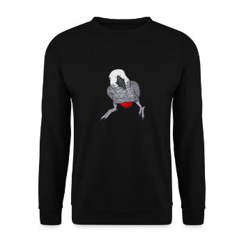 Graupapagei African Grey Parrot Papagei - Unisex Sweatshirt - black - Front - Alina (178cm) & Michal (187cm)