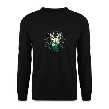 Cerf Nature Forest Chasse en plein air Hunter Antlers - Sweat-shirt Unisexe - noir - Devant - Alina (178cm) & Michal (187cm)