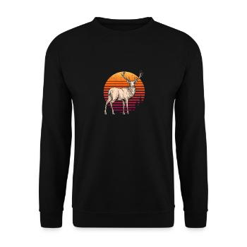 Amerikanischer Elchjäger Retro Vintage Sun Bow - Unisex Pullover - Schwarz - Vorne - Alina (178cm) & Michal (187cm)