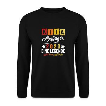 Kita Abgänger 2023 Schulkind Einschulung Schule - Unisex Pullover - Schwarz - Vorne - Alina (178cm) & Michal (187cm)