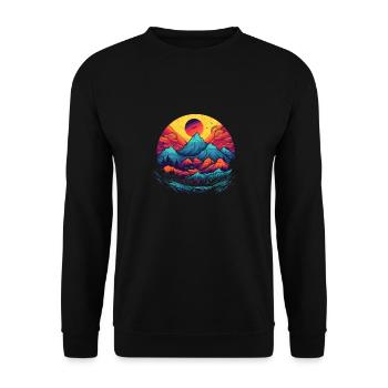 Mountain Scenery Nature Hiker Camping Scouting - Unisex Sweatshirt - black - Front - Alina (178cm) & Michal (187cm)
