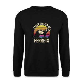 Facilement excité par les furets Pet Animal Retro Weasel - Sweat-shirt Unisexe - noir - Devant - Alina (178cm) & Michal (187cm)