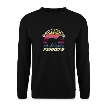 Retro 80s Style Vintage Easily Distracted By Ferre - Unisex Pullover - Schwarz - Vorne - Alina (178cm) & Michal (187cm)