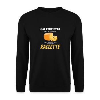 T écouter mais dans ma tête je fais une raclette - Sweat-shirt Unisexe - noir - Devant - Alina (178cm) & Michal (187cm)