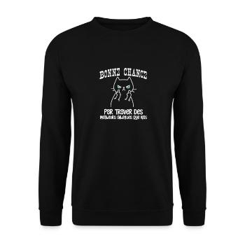 Drôle De Cadeau D adieu Collègue avec chat - Sweat-shirt Unisexe - noir - Devant - Alina (178cm) & Michal (187cm)