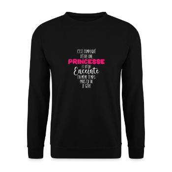 Idée Cadeau Future Maman Enceinte - Sweat-shirt Unisexe - noir - Devant - Alina (178cm) & Michal (187cm)