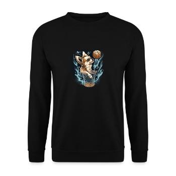 Chihuahua | Basketball Spieler | Sport Dunk | - Unisex Pullover - Schwarz - Vorne - Alina (178cm) & Michal (187cm)